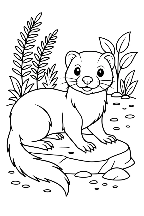 Ferret on the Sunny Garden Rock