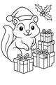 Chipmunk in a Holiday Hat with Presents