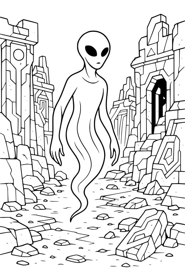 Star Visitor Among Stone Ruins