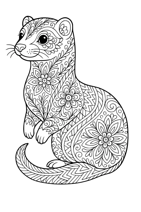 Flower Swirls on a Happy Ferret