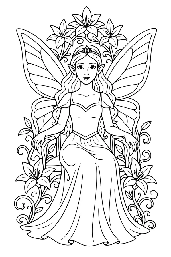 Fairy Queen on Flower Throne