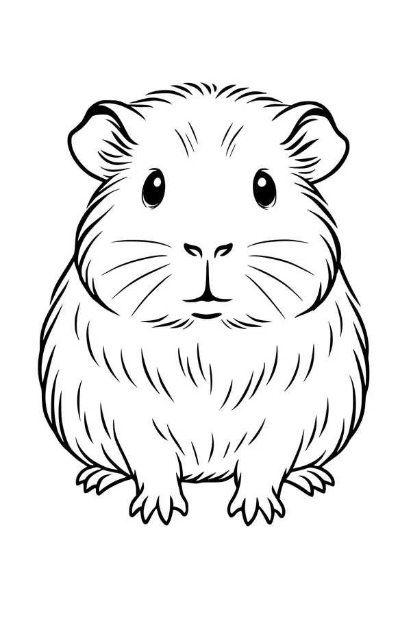 Fuzzy Guinea Pig Sits and Stares