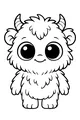 Free Fluffy Monster Coloring Page - Big-Eyed Fuzzball With Tiny Horns (Printable PDF)