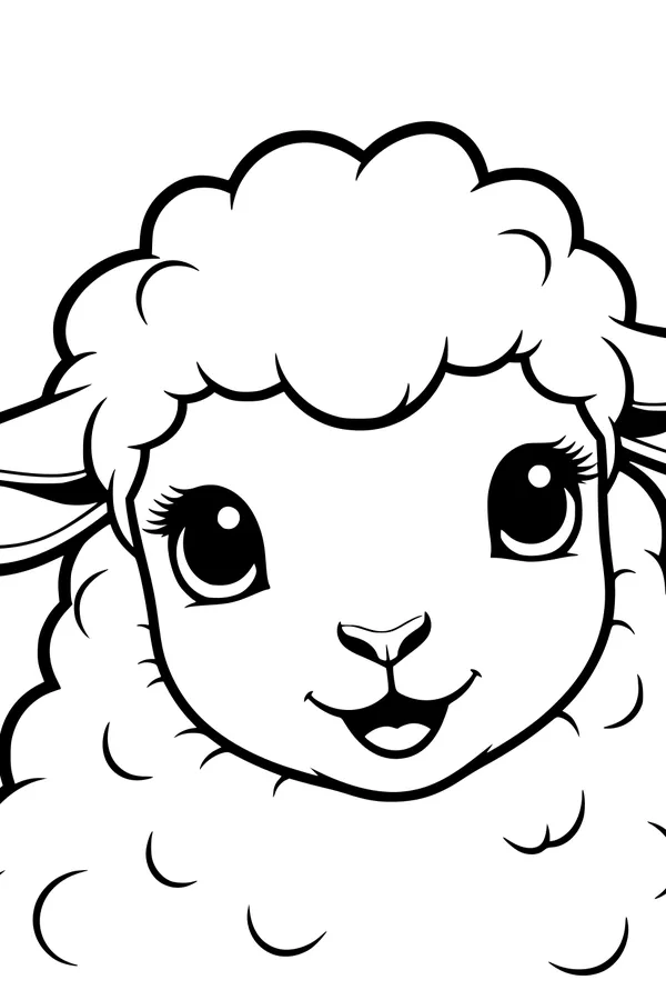 Smiling Lamb With Fluffy Curls