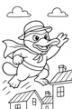 Super Platypus Soars Over Town Rooftops