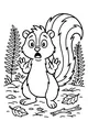 Surprised Skunk in the Autumn Woods