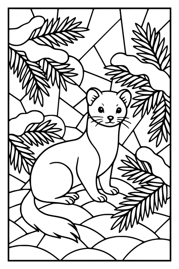 Forest Weasel in the Snowy Pines