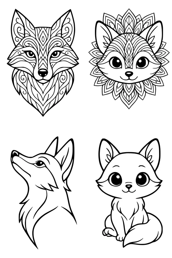 Four Foxes with Fancy Fur and Smiles
