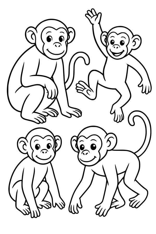 Monkey Friends Make Silly Faces Together