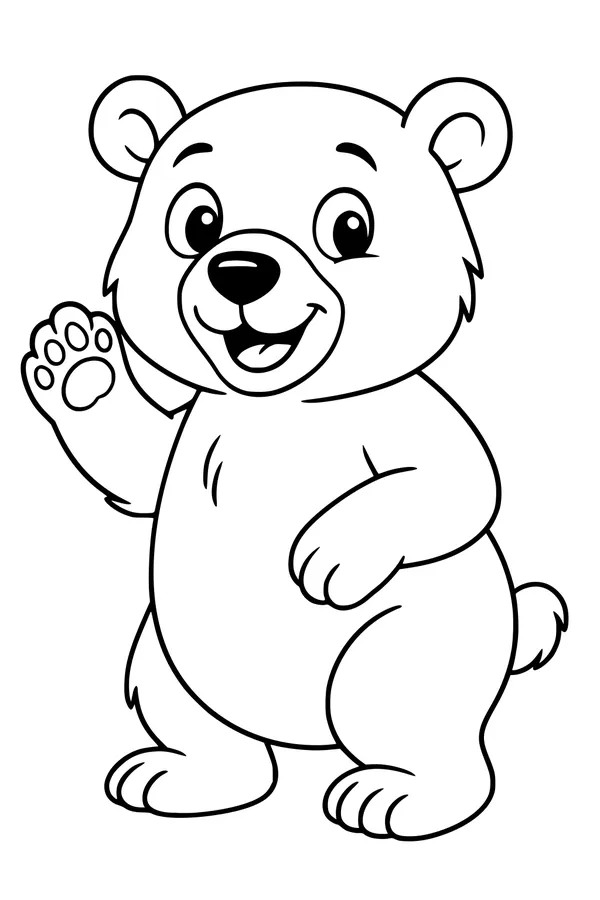 Waving Polar Bear with a Friendly Smile