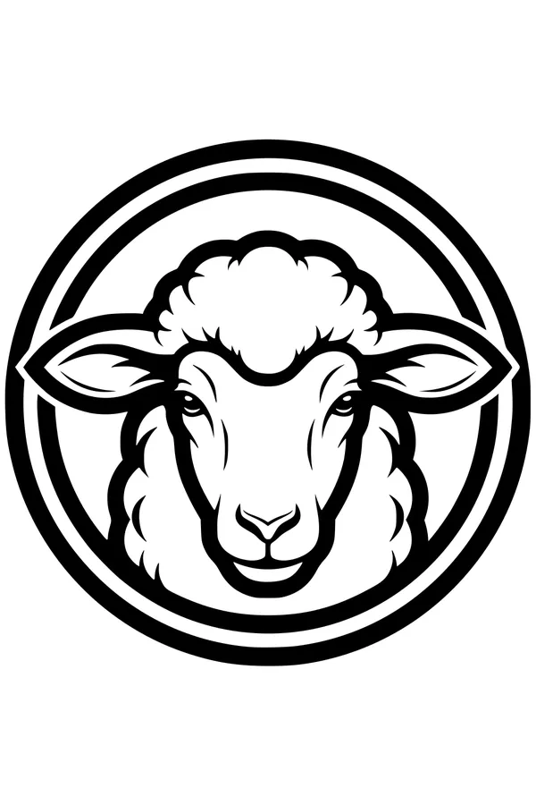 Woolly Sheep in a Circle Frame