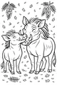 Warthog Snuggles Under Spring Trees