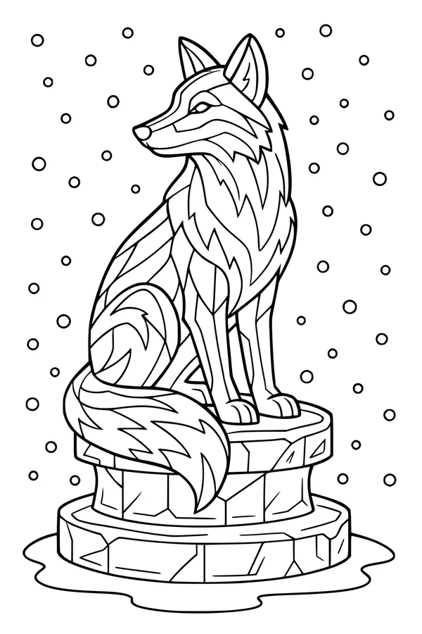 Fox Sits on Wintery Ice Pedestal