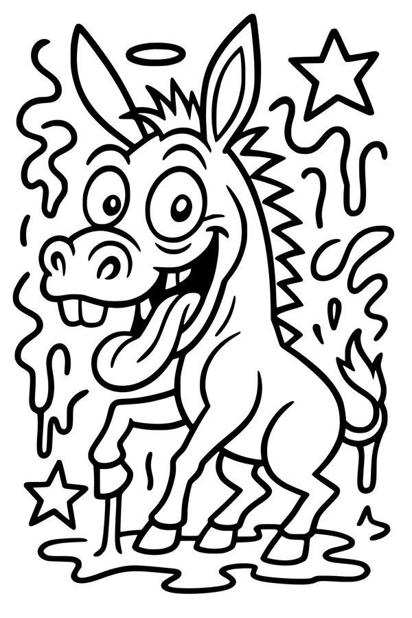 Donkey Makes Silly Faces in Star Land