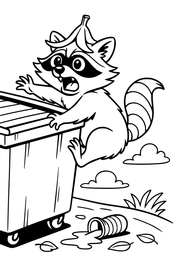 Banana Hat Raccoon and the Tippy Trash Can
