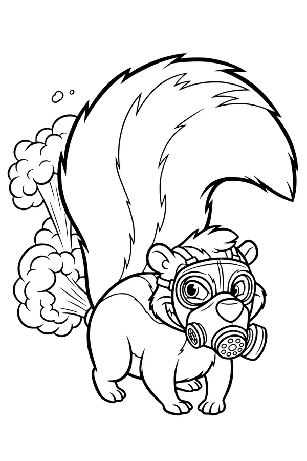 Skunk with a Gas Mask on a Wild Day