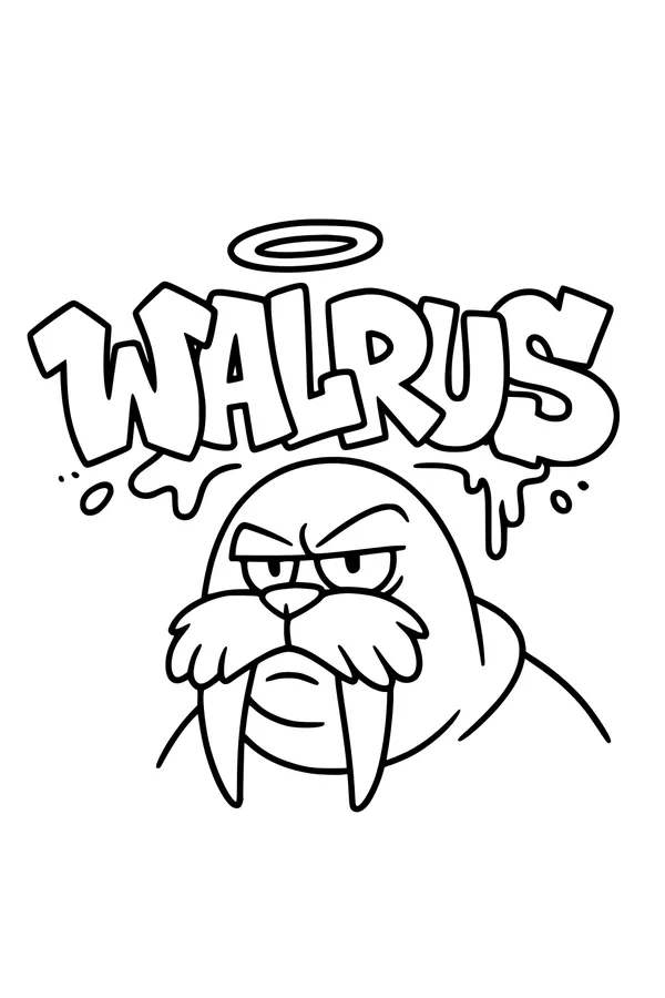 Grumpy Walrus with Graffiti Letters