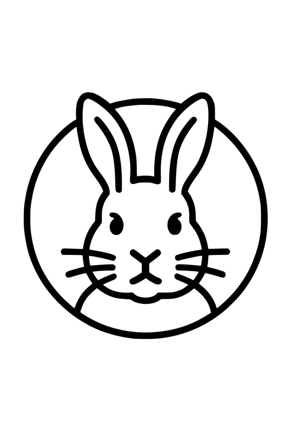Bright-Eyed Bunny Face in a Circle