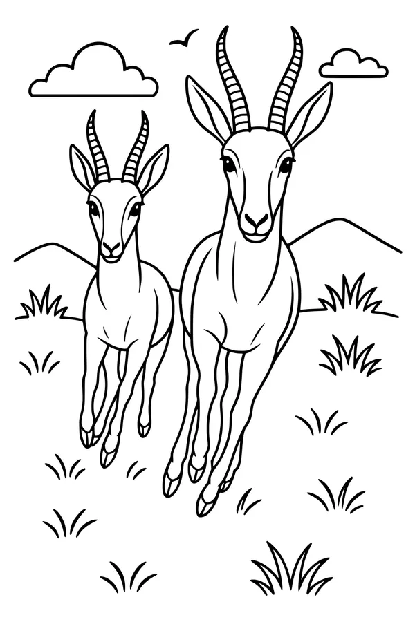 Gazelle Leap Over Sunny Grass