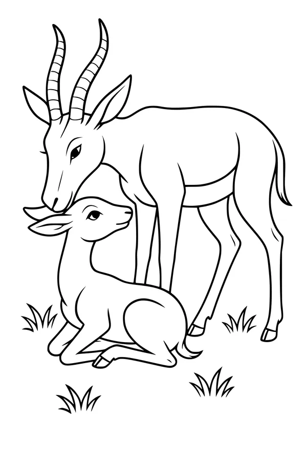 Resting Gazelle Pair in the Tall Grass