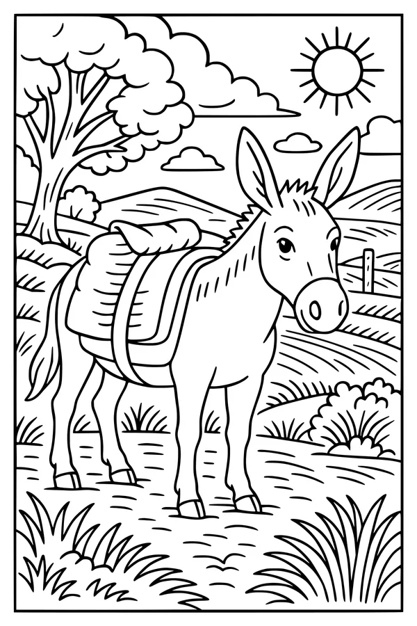 Donkey Beneath the Bright Country Sun