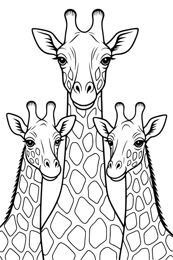 Three Giraffes Posing in a Row