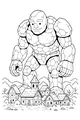 Free Golem Coloring Page - Gentle Stone Giant in Village (Printable PDF)
