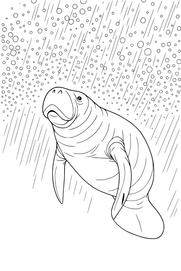 Manatee Beneath a Bubble Shower
