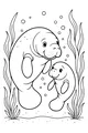 Manatee Mama and Calf Underwater