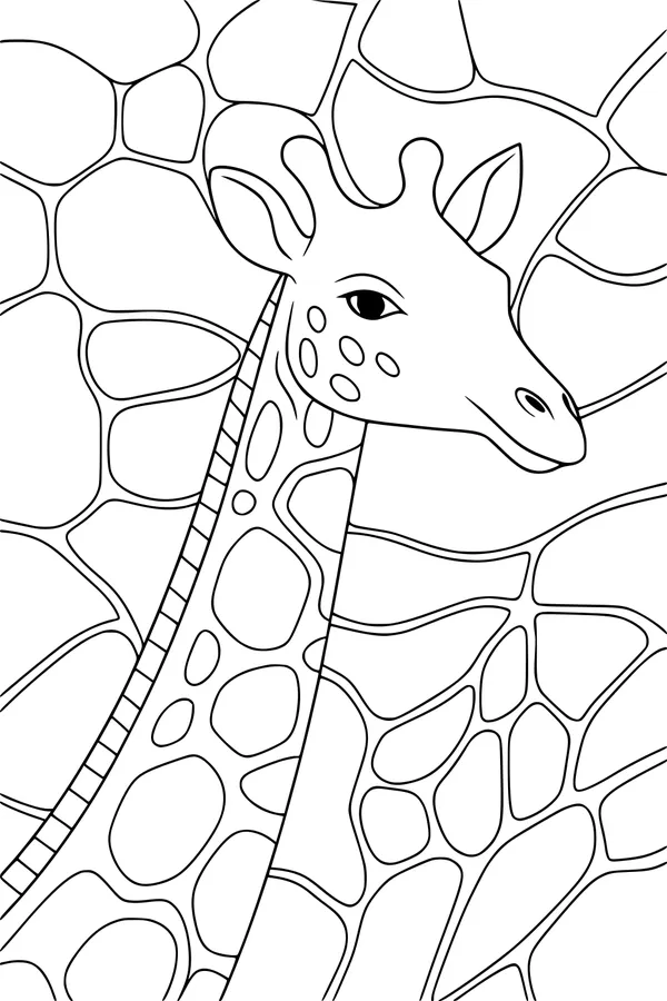 Gentle Giraffe Peeks Through Leafy Patterns