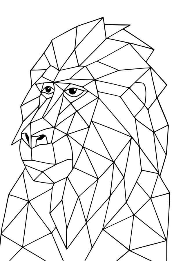 Geometric Baboon Boss in the Jungle