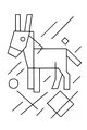Geometric Donkey with Dancing Shapes