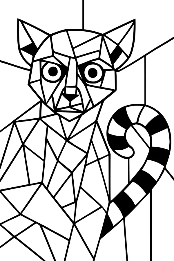 Geometric Lemur With Wide Eyes