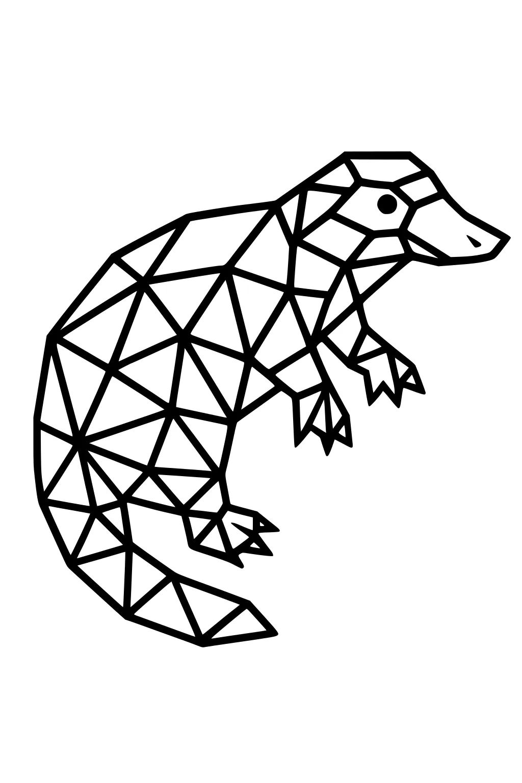 Geometric platypus with webbed feet and a long bill, outlined in bold triangles