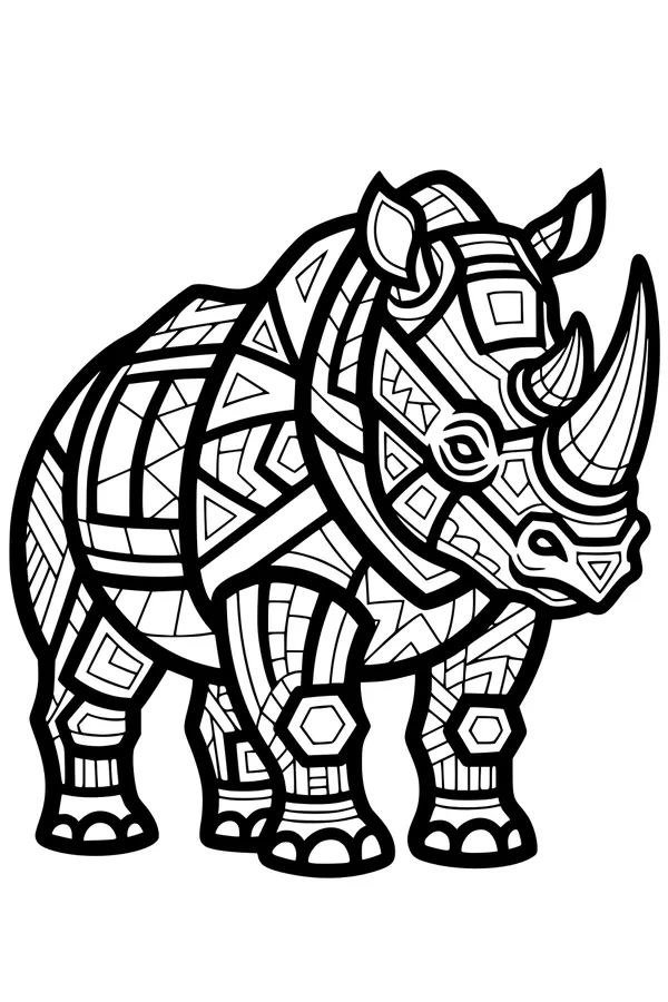 Rhino Marches in Mosaic Armor