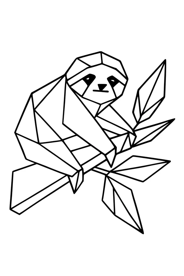 Sloth Lounging on Geometric Leaves