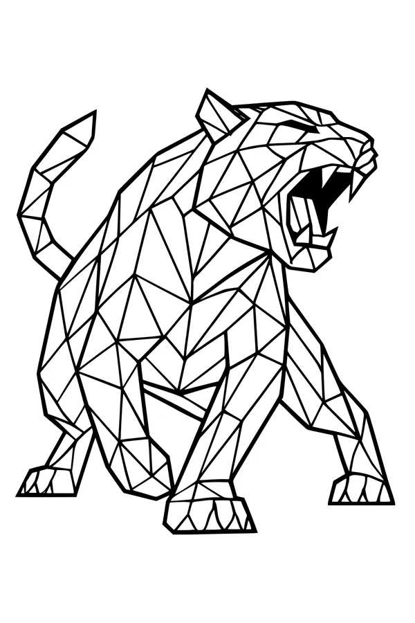 Roaring Tiger with Sharp Geometric Stripes