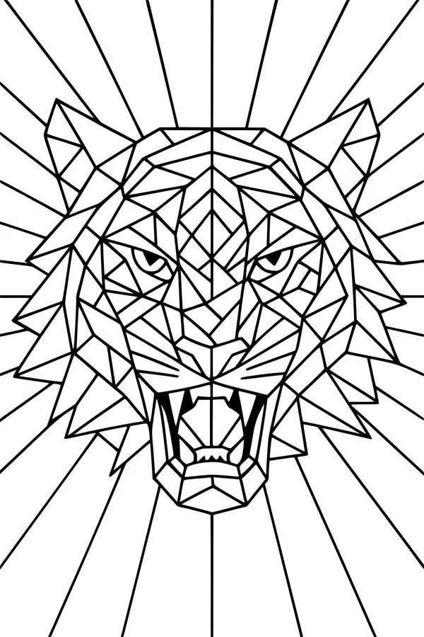Roaring Tiger in Sunbeam Shapes