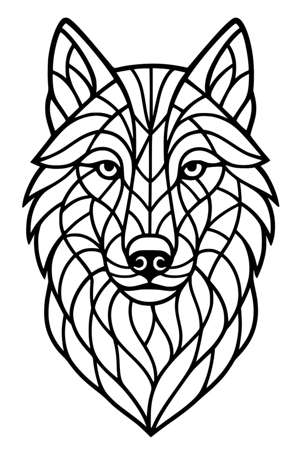 Forest Wolf Mosaic Face