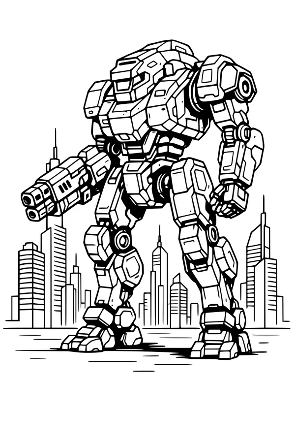 Giant Robot Patrols the City