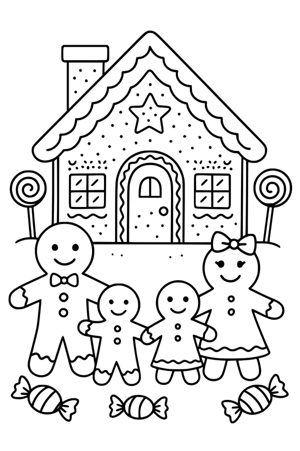 Gingerbread Family by the Candy House