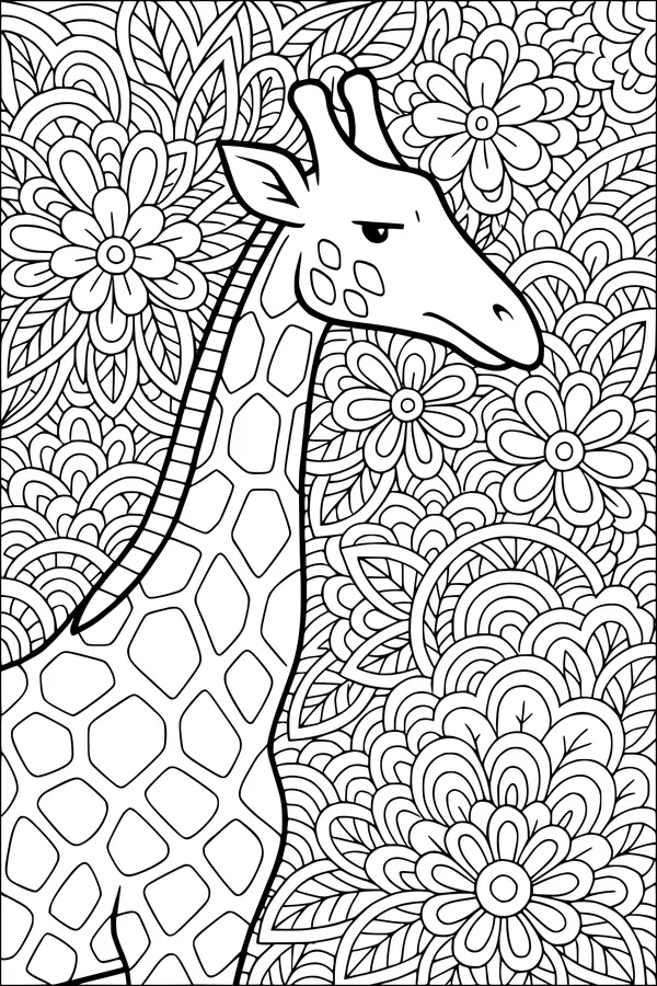 Geraldine the Giraffe in a Flower Jungle