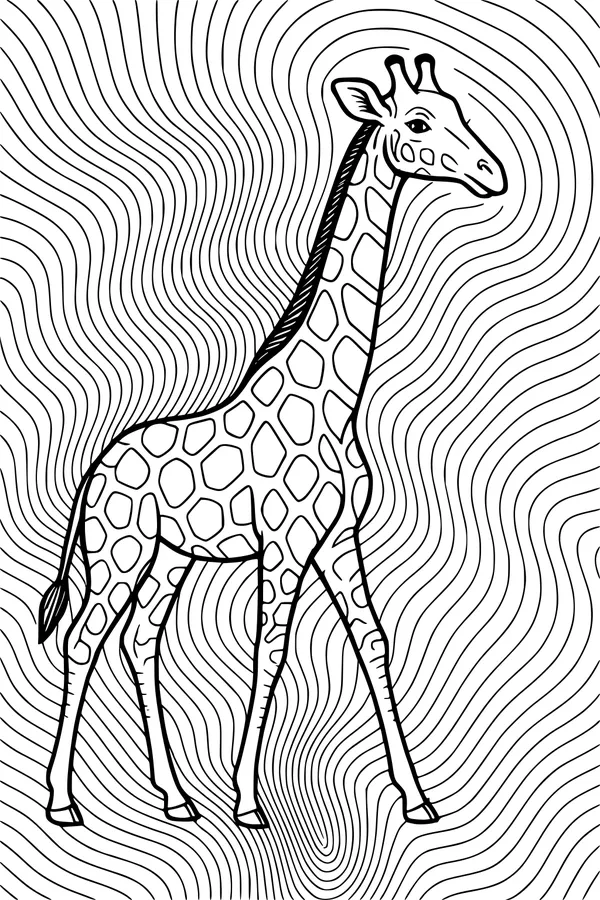 Tall Giraffe On Wavy Savannah Day