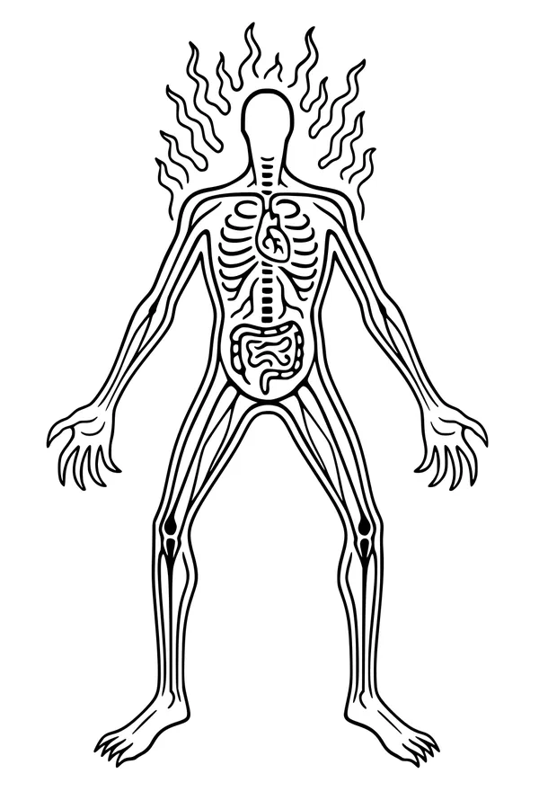 Glow-Bones Monster With Wiggly Flames