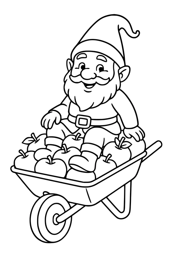 Gnome and the Apple Wheelbarrow