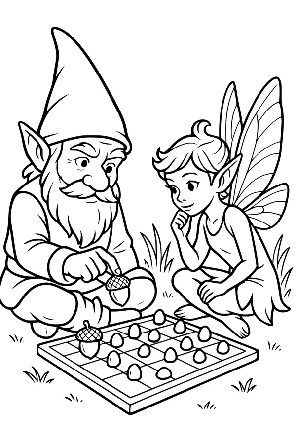 Acorn Checkers with Gnome Friend