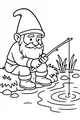 Free Gnome Coloring Page - Fishing by a Quiet Pond (Printable PDF)