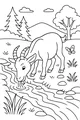 Sunny Meadow Goat by the Stream