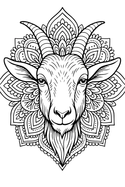 Mandala Majesty: The Calm Goat King