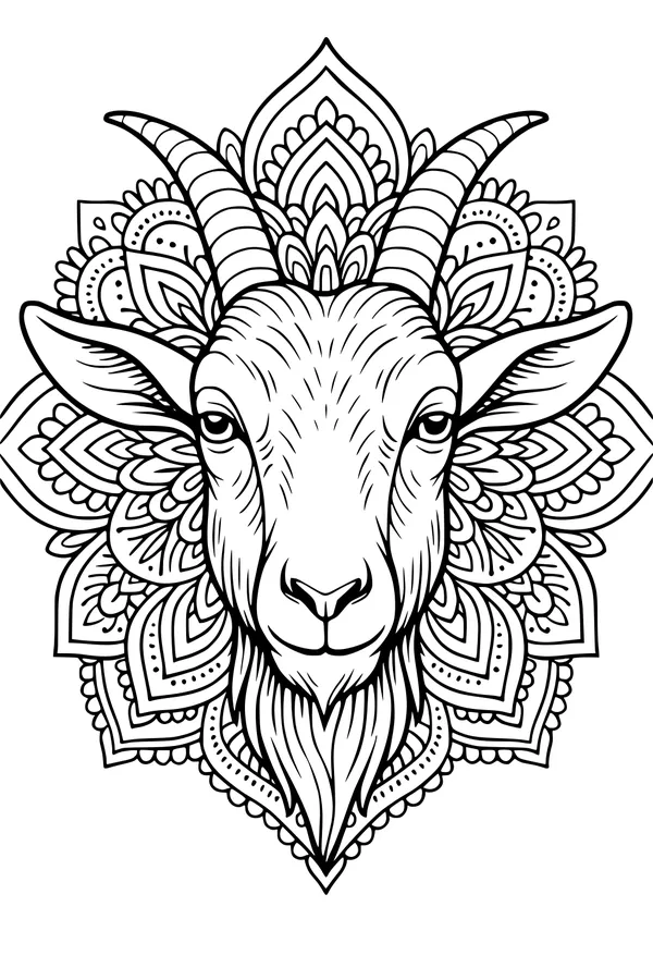 Mandala Majesty: The Calm Goat King
